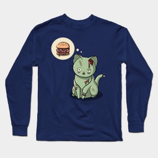 Zombie Cat Can Haz Brain Burger? Long Sleeve T-Shirt